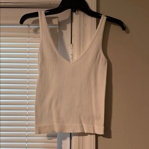 Aura White Ribbed Tank Top